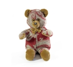 Мишка (мягкая игрушка) в текстиле с красным узором (34 см)