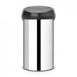   TOUCH BIN 60 Brilliant Steel with Matt Black Lid      