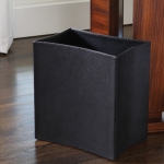  Folded Leather Waste Basket-Black