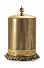 Ведро для мусора бронза-золото с крышкой круглое с декором