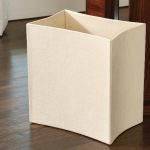  Folded Leather Waste Basket-Ivory