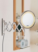 ANNA Nicol косметическое зеркало с неоновой подсветкой увеличением 1х5 и удлинённым шарниром гармошка двойная