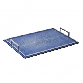     .    Defile Shagreen decorative tray cobalt blue by GioBagnara