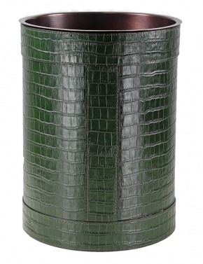 . Ведро кожаное круглое Rotondo waste paper basket by GioBagnara Green Croc
