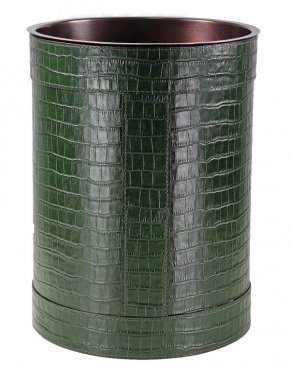 .    Rotondo waste paper basket by GioBagnara Green Croc