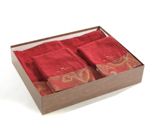 Полотенца хлопковые Deluxe. Комплект махровых полотенец (красный)