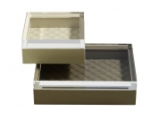 .   Leather boxes with acrylic lid by Riviere