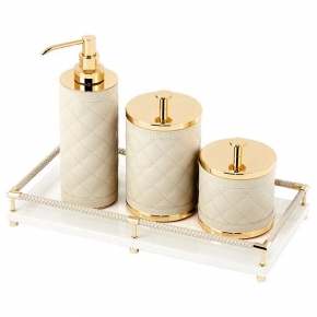 . Vanity Gold ivory настольные аксессуары для ванной комнаты кожаные золотые