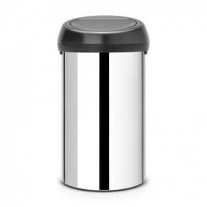      .   TOUCH BIN 60 Brilliant Steel with Matt Black Lid      