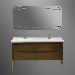 Мебель для ванной комнаты. Kerasan Waldorf База подвесная под раковину 150см, цвет темный орех/бронза