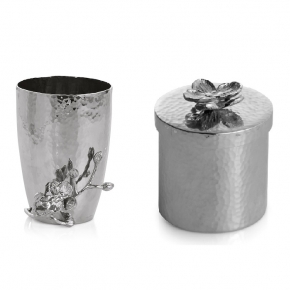 . Michael Aram Косметическая ёмкость и стакан для щёток металл Белая орхидея