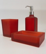 Аксессуары для ванной настольные.  Аксессуары для ванной настольные стеклянные красные Arcobaleno Marmores 