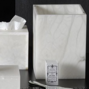 .        Alabaster Square Wastebasket 