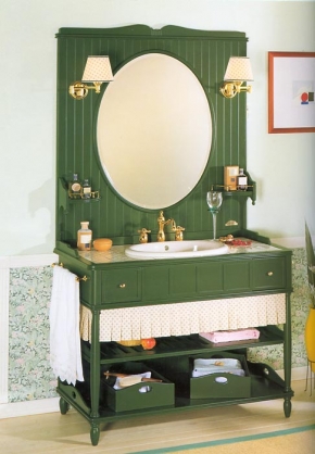 Мебель для ванной комнаты. Мебель для ванной умывальник с зеркалом Eurodesign Green & Roses 2