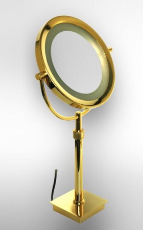 . Зеркало с подсветкой Led косметическое с увеличением настольное золотое двухстороннее