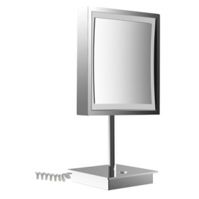 . Emco Pure зеркало косметическое квадратное настольное увеличение х3 с подсветкой LED хром