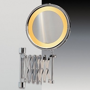 . Зеркало косметическое с подсветкой и увеличением х3 настенное круглое Бронза гармошка