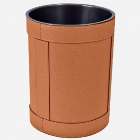    Deluxe.    Rotondo waste paper basket by GioBagnara Siena Brown