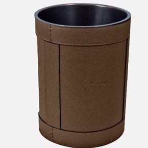 . Ведро кожаное круглое Rotondo waste paper basket by GioBagnara Brown коричневый