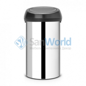   TOUCH BIN 60 Brilliant Steel with Matt Black Lid      