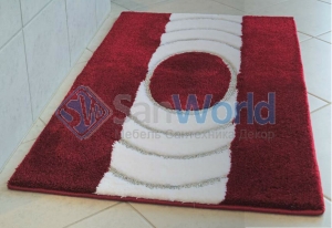 INKA коврик для ванной красно-белый с серебряным люрексом. Индивидуальное производство на заказ