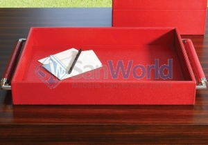   Double Handle Serving Tray-Crimson