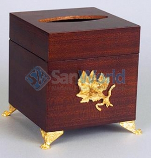 Салфетница деревянная Mogano куб настольная с декором Золото Бронза