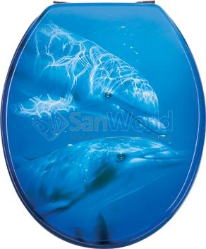 Flipper синее сиденье для унитаза с крышкой Дельфины