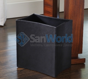  Folded Leather Waste Basket-Black
