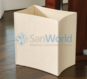  Folded Leather Waste Basket-Ivory