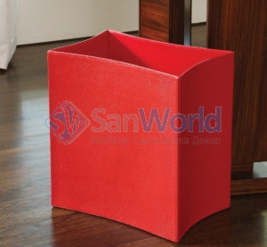  Folded Leather Waste Basket-Crimson
